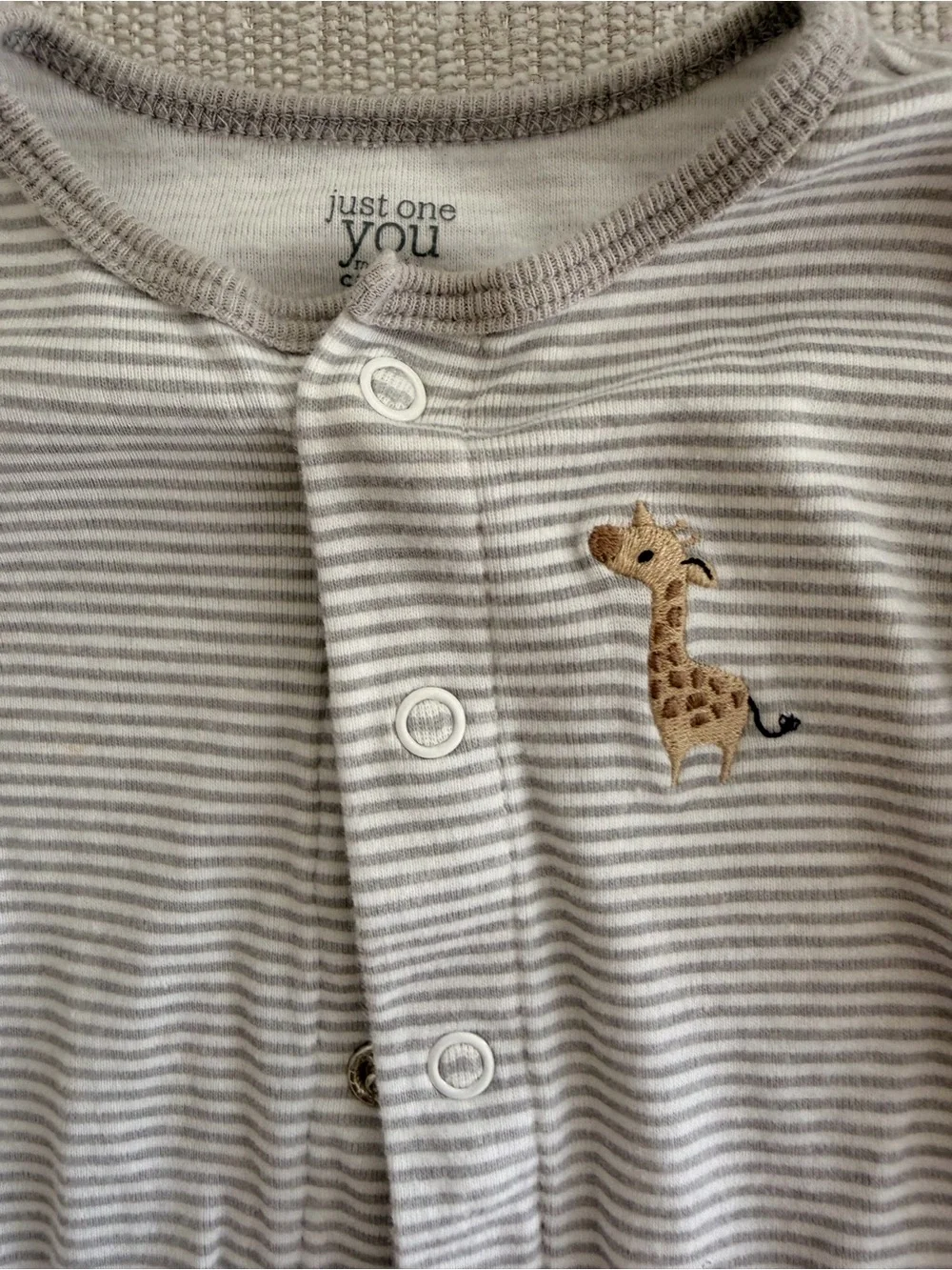 Carter's Gray Striped Footed One-Piece with Giraffe